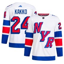 New York Rangers Men's Kaapo Kakko Adidas Authentic White 2024 Stadium Series Primegreen Jersey