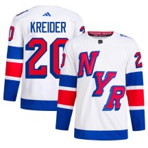 New York Rangers Men's Chris Kreider Adidas Authentic White 2024 Stadium Series Primegreen Jersey