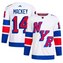 New York Rangers Men's Connor Mackey Adidas Authentic White 2024 Stadium Series Primegreen Jersey