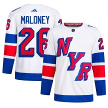 New York Rangers Men's Dave Maloney Adidas Authentic White 2024 Stadium Series Primegreen Jersey
