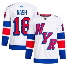 New York Rangers Men's Riley Nash Adidas Authentic White 2024 Stadium Series Primegreen Jersey