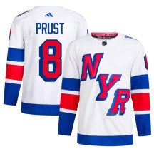 New York Rangers Men's Brandon Prust Adidas Authentic White 2024 Stadium Series Primegreen Jersey