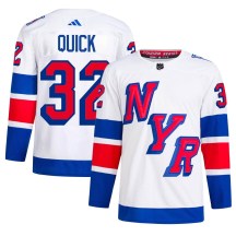 New York Rangers Men's Jonathan Quick Adidas Authentic White 2024 Stadium Series Primegreen Jersey