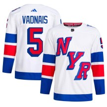 New York Rangers Men's Carol Vadnais Adidas Authentic White 2024 Stadium Series Primegreen Jersey