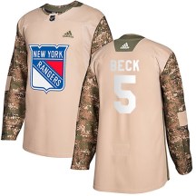New York Rangers Youth Barry Beck Adidas Authentic Camo Veterans Day Practice Jersey
