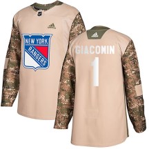 New York Rangers Youth Eddie Giacomin Adidas Authentic Camo Veterans Day Practice Jersey
