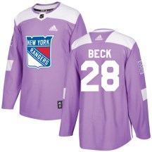 New York Rangers Men's Taylor Beck Adidas Authentic Purple Fights Cancer Practice Jersey