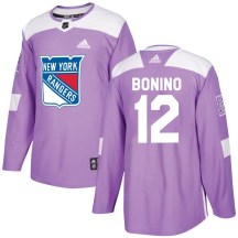 New York Rangers Men's Nick Bonino Adidas Authentic Purple Fights Cancer Practice Jersey