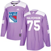 New York Rangers Men's Brandon Halverson Adidas Authentic Purple Fights Cancer Practice Jersey
