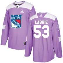 New York Rangers Men's Hubert Labrie Adidas Authentic Purple Fights Cancer Practice Jersey