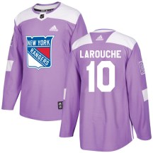 New York Rangers Men's Pierre Larouche Adidas Authentic Purple Fights Cancer Practice Jersey