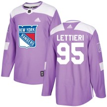 New York Rangers Men's Vinni Lettieri Adidas Authentic Purple Fights Cancer Practice Jersey
