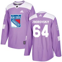 New York Rangers Men's Sergey Zborovskiy Adidas Authentic Purple Fights Cancer Practice Jersey