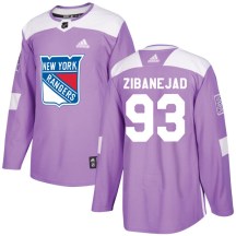 New York Rangers Men's Mika Zibanejad Adidas Authentic Purple Fights Cancer Practice Jersey