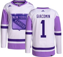 New York Rangers Men's Eddie Giacomin Adidas Authentic Hockey Fights Cancer Jersey