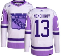 New York Rangers Men's Sergei Nemchinov Adidas Authentic Hockey Fights Cancer Jersey