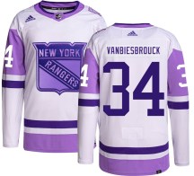 New York Rangers Men's John Vanbiesbrouck Adidas Authentic Hockey Fights Cancer Jersey