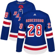 New York Rangers Women's Lias Andersson Adidas Authentic Royal Blue Home Jersey