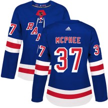 New York Rangers Women's George Mcphee Adidas Authentic Royal Blue Home Jersey