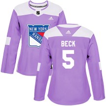 New York Rangers Women's Barry Beck Adidas Authentic Purple Fights Cancer Practice Jersey