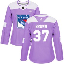 New York Rangers Women's Chris Brown Adidas Authentic Purple Fights Cancer Practice Jersey