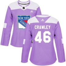 New York Rangers Women's Brandon Crawley Adidas Authentic Purple ized Fights Cancer Practice Jersey