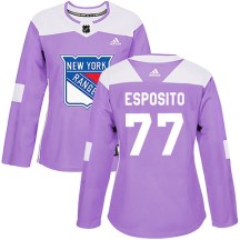 New York Rangers Women's Phil Esposito Adidas Authentic Purple Fights Cancer Practice Jersey