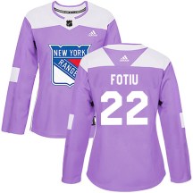 New York Rangers Women's Nick Fotiu Adidas Authentic Purple Fights Cancer Practice Jersey