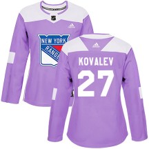 New York Rangers Women's Alex Kovalev Adidas Authentic Purple Fights Cancer Practice Jersey