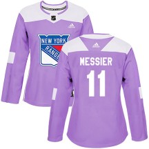 New York Rangers Women's Mark Messier Adidas Authentic Purple Fights Cancer Practice Jersey