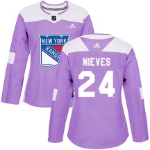 New York Rangers Women's Boo Nieves Adidas Authentic Purple Fights Cancer Practice Jersey