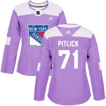New York Rangers Women's Tyler Pitlick Adidas Authentic Purple Fights Cancer Practice Jersey