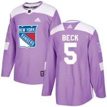 New York Rangers Youth Barry Beck Adidas Authentic Purple Fights Cancer Practice Jersey