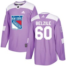 New York Rangers Youth Alex Belzile Adidas Authentic Purple Fights Cancer Practice Jersey