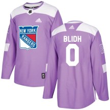 New York Rangers Youth Anton Blidh Adidas Authentic Purple Fights Cancer Practice Jersey