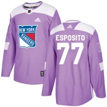 New York Rangers Youth Phil Esposito Adidas Authentic Purple Fights Cancer Practice Jersey