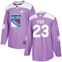 New York Rangers Youth Adam Fox Adidas Authentic Purple Fights Cancer Practice Jersey