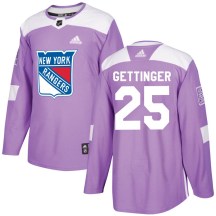 New York Rangers Youth Tim Gettinger Adidas Authentic Purple Fights Cancer Practice Jersey