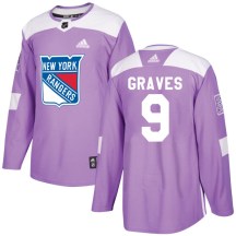 New York Rangers Youth Adam Graves Adidas Authentic Purple Fights Cancer Practice Jersey