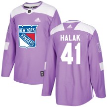 New York Rangers Youth Jaroslav Halak Adidas Authentic Purple Fights Cancer Practice Jersey