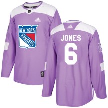 New York Rangers Youth Zac Jones Adidas Authentic Purple Fights Cancer Practice Jersey