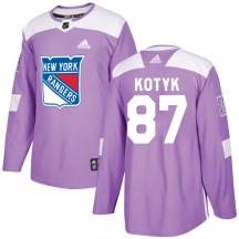 New York Rangers Youth Brenden Kotyk Adidas Authentic Purple Fights Cancer Practice Jersey