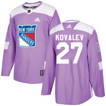 New York Rangers Youth Alex Kovalev Adidas Authentic Purple Fights Cancer Practice Jersey