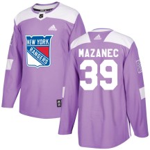 New York Rangers Youth Marek Mazanec Adidas Authentic Purple Fights Cancer Practice Jersey