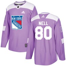 New York Rangers Youth Chris Nell Adidas Authentic Purple Fights Cancer Practice Jersey