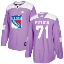 New York Rangers Youth Tyler Pitlick Adidas Authentic Purple Fights Cancer Practice Jersey