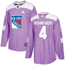 New York Rangers Youth Braden Schneider Adidas Authentic Purple Fights Cancer Practice Jersey