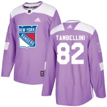 New York Rangers Youth Adam Tambellini Adidas Authentic Purple Fights Cancer Practice Jersey