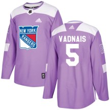 New York Rangers Youth Carol Vadnais Adidas Authentic Purple Fights Cancer Practice Jersey