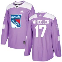 New York Rangers Youth Blake Wheeler Adidas Authentic Purple Fights Cancer Practice Jersey